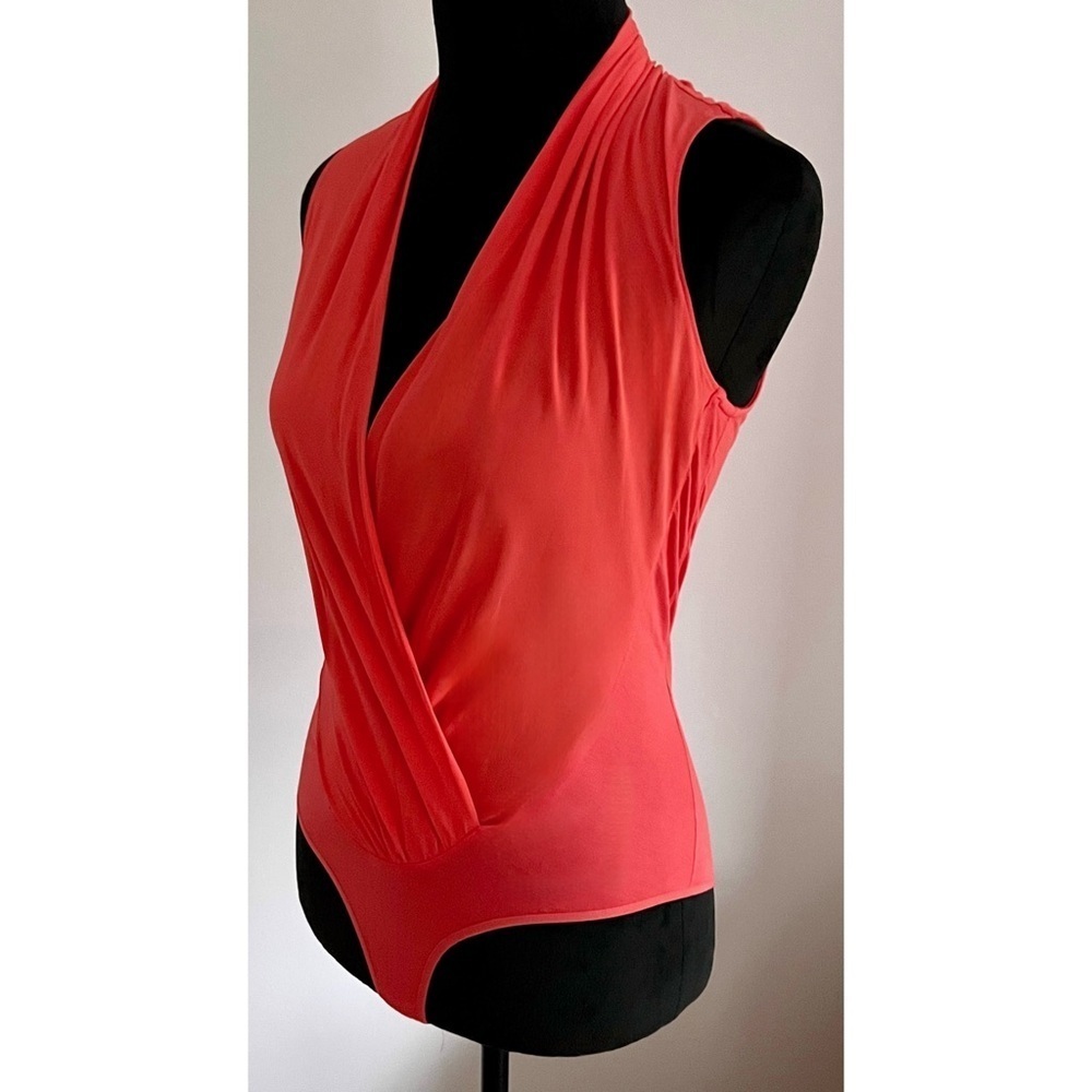 Bebe- Elegant Coral Bora Bora Wrap Bodysuit 233771 (XS) NWT - Picture 2 of 5